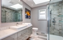 Bathroom Renovation  with Glass Shower Doors Burlington Oakville